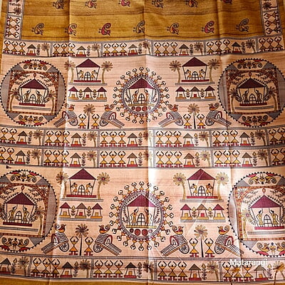 Golden Tussar Semi Silk Saree