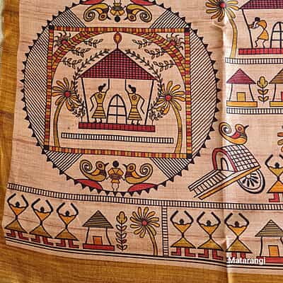 Golden Tussar Semi Silk Saree