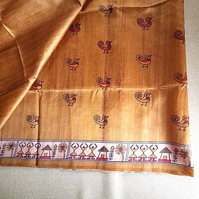 Golden Tussar Semi Silk Saree