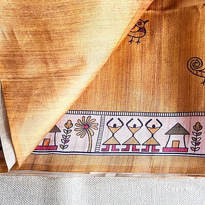 Golden Tussar Semi Silk Saree