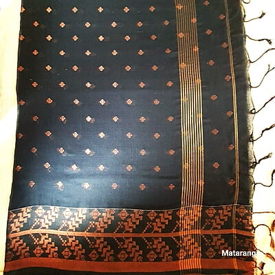 Black Khadi Handloom Saree with Broad Border