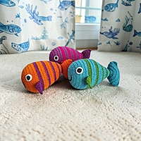 Handmade Crochet Stripe Rattle Fish
