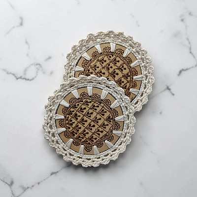 Mehndi Coasters White