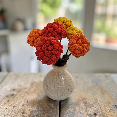 Crochet Marigold Small Flower Dark Orange
