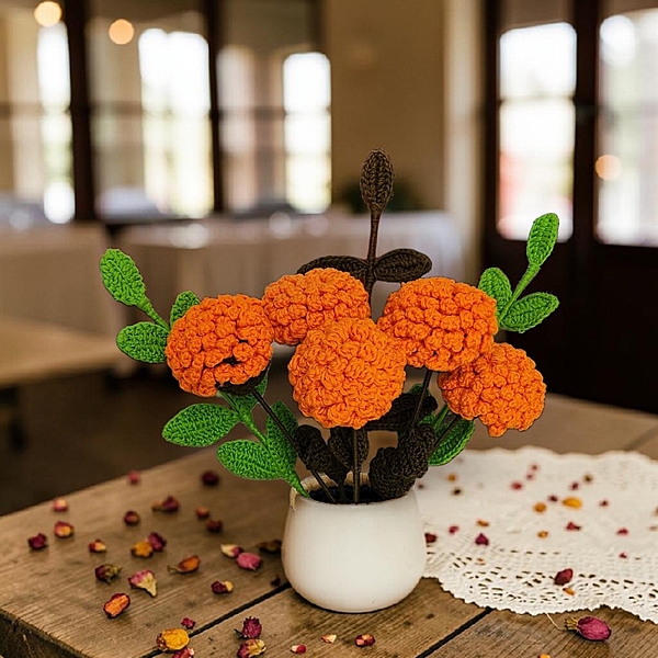 Crochet Marigold Small Flower Light Orange Crochet Marigold Small Flower Light Orange