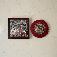 Madhubani Hand-Painted Elephant Tabletop