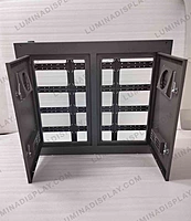 Grey MS GI outdoor LED cabinet 960 x 800 mm, multi-hole module mounting, back service – Lumina