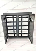 Square grey MS GI outdoor LED cabinet 960 x 960 mm, 320 x 160 modules, back service – Lumina