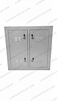 Square grey MS GI outdoor LED cabinet 960 x 960 mm, 320 x 160 modules, back service – Lumina