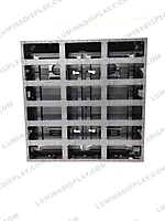 Square grey MS GI outdoor LED cabinet 960 x 960 mm, 320 x 160 modules, back service – Lumina