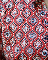 Rawscal Men’s Printed Cotton Shirt – Maroon Ethnic Motif | Full Sleeves