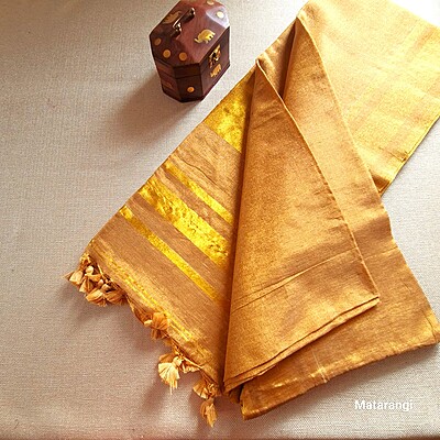 Matarangi Golden HL Linen Tissue Saree