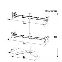 Monitor Stand Height Adjustable Arm Mount (1x4 ) - Leg Type