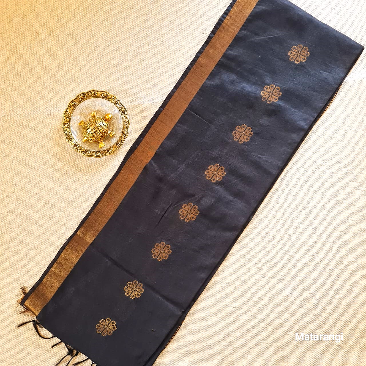 Black Semi Tussar Saree