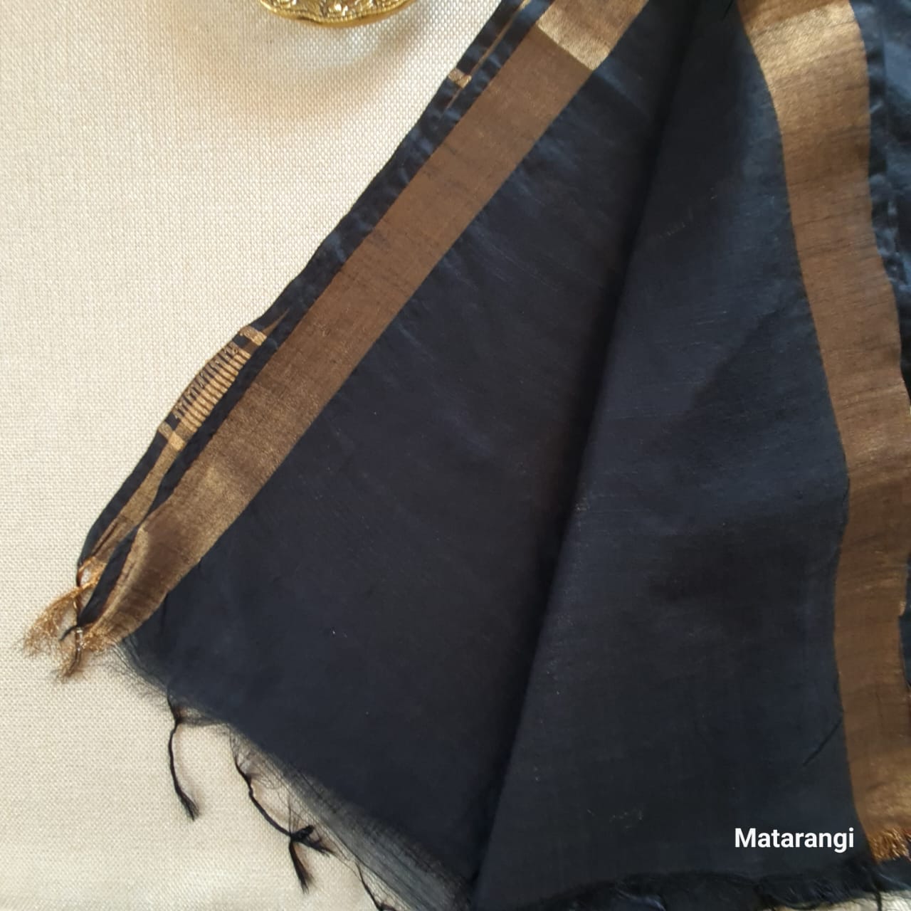 Black Semi Tussar Saree