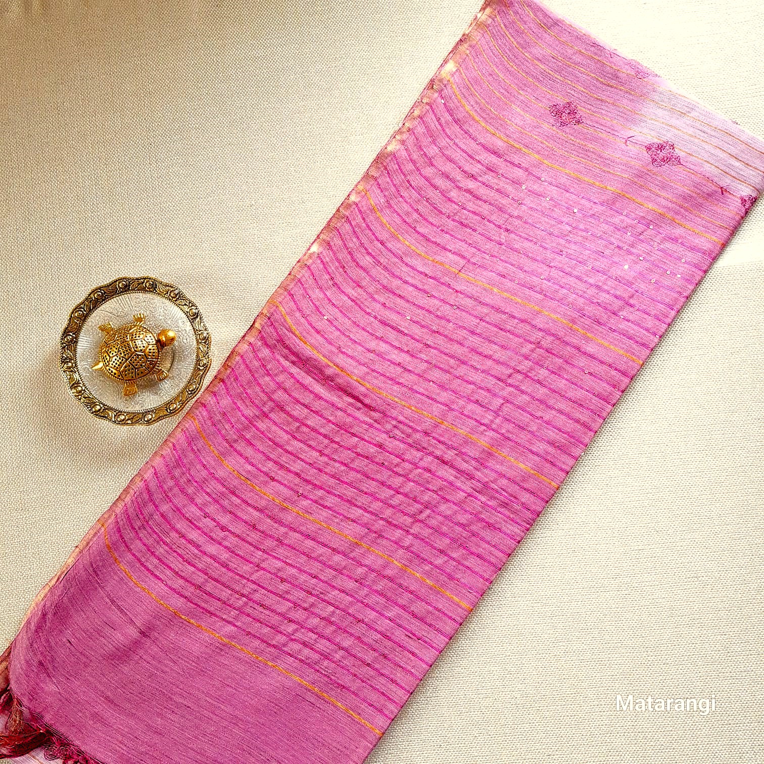 Matarangi Burgundy Embroidered Semi Tussar Saree