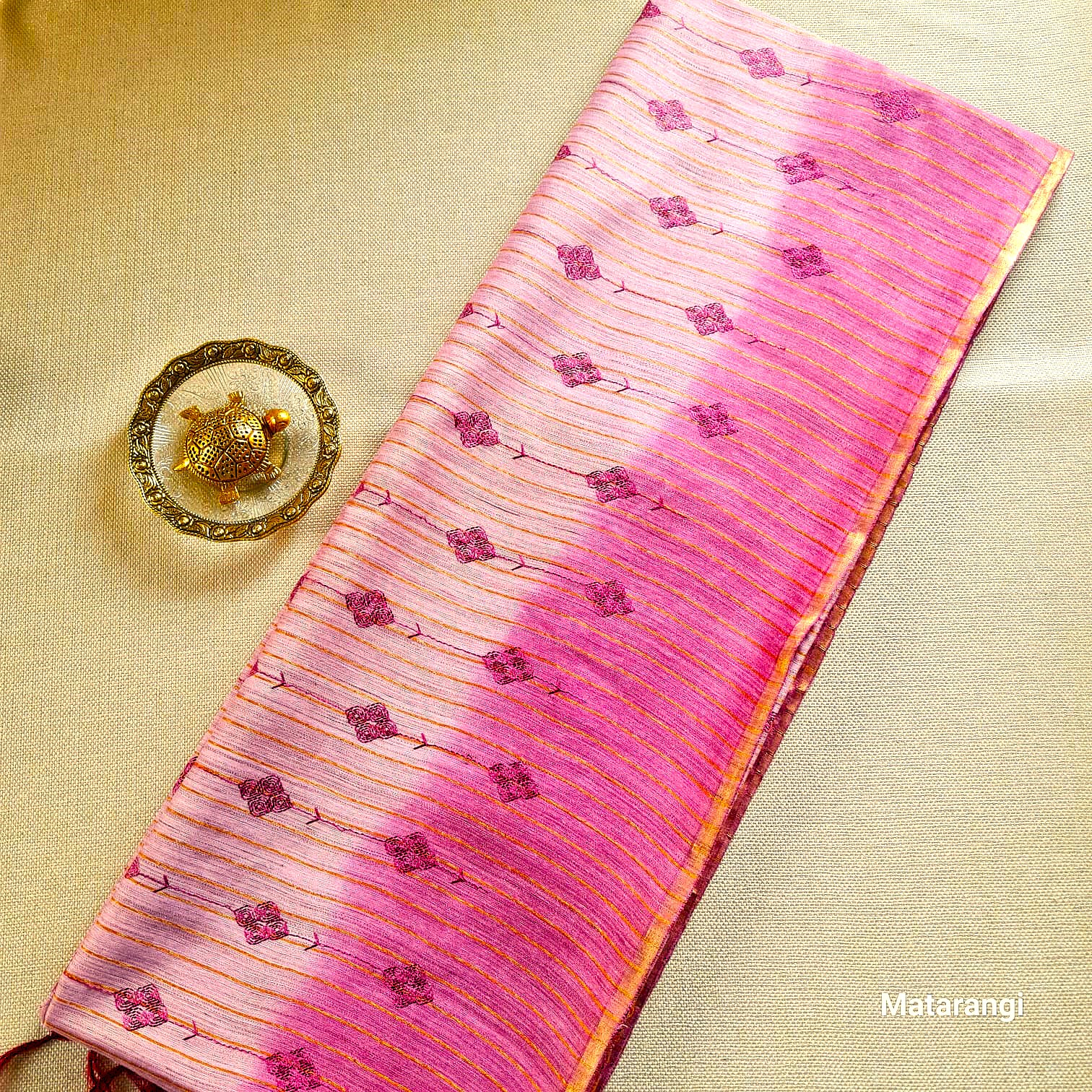 Matarangi Burgundy Embroidered Semi Tussar Saree