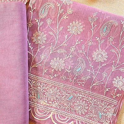 Matarangi Purple Embroidered Mul Chanderi Salwar Material Matarangi Purple Embroidered Mul Chanderi Salwar Material