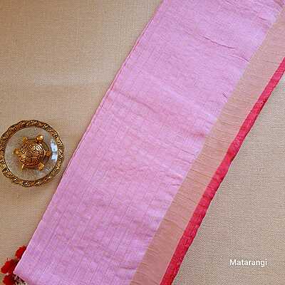 Matarangi Lavendar Organic Linen Check Saree Matarangi Lavendar Organic Linen Check Saree