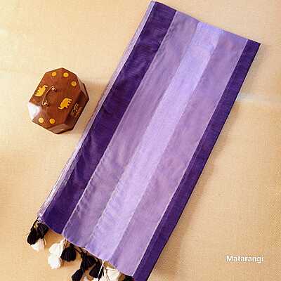Violet & Purple Striped Mul Cotton Saree