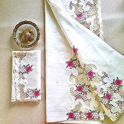 Matarangi Cream Kolam Tussar Saree