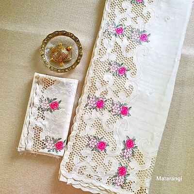 Matarangi Cream Kolam Tussar Saree