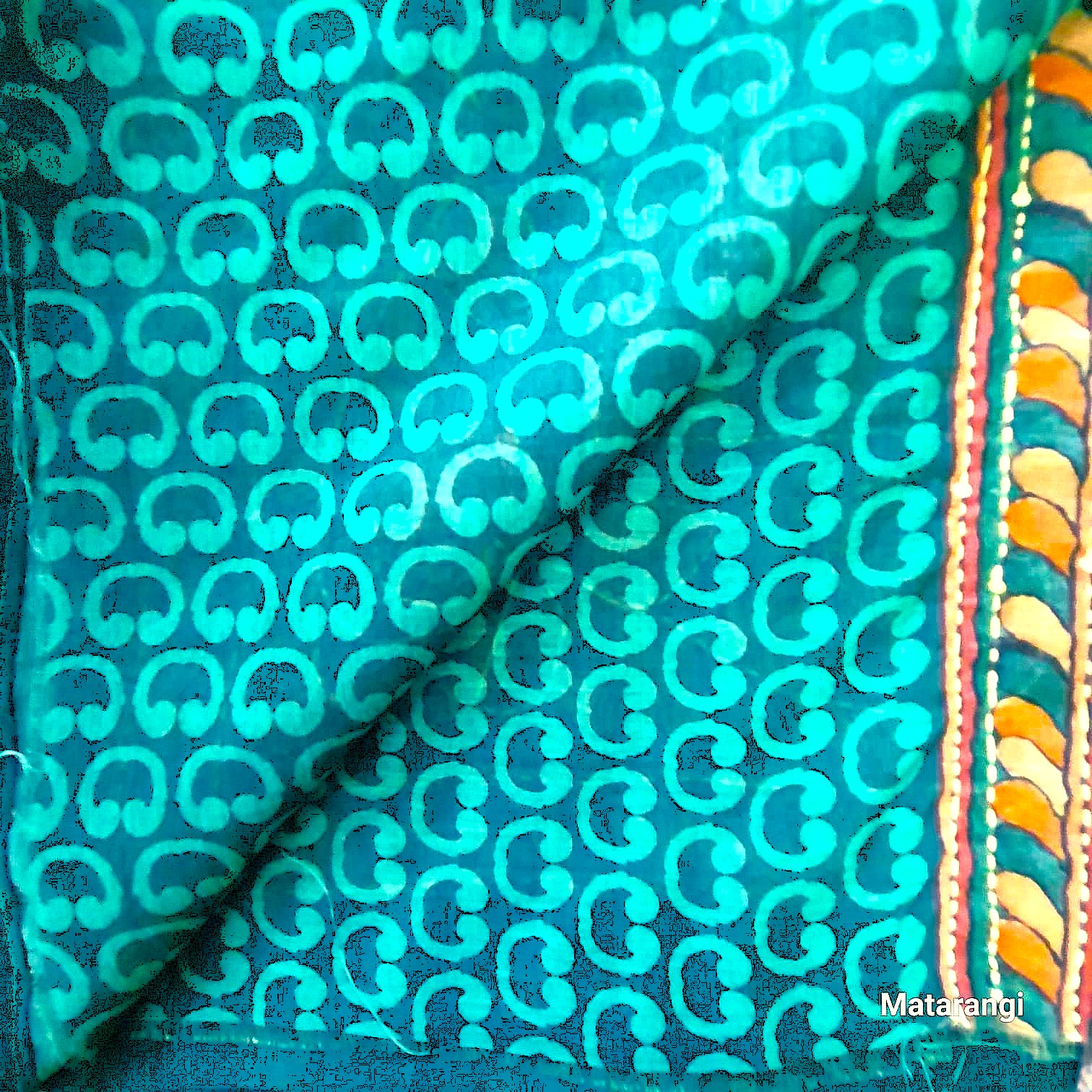 Brownish Green Kalamkari Kantha Chanderi Saree