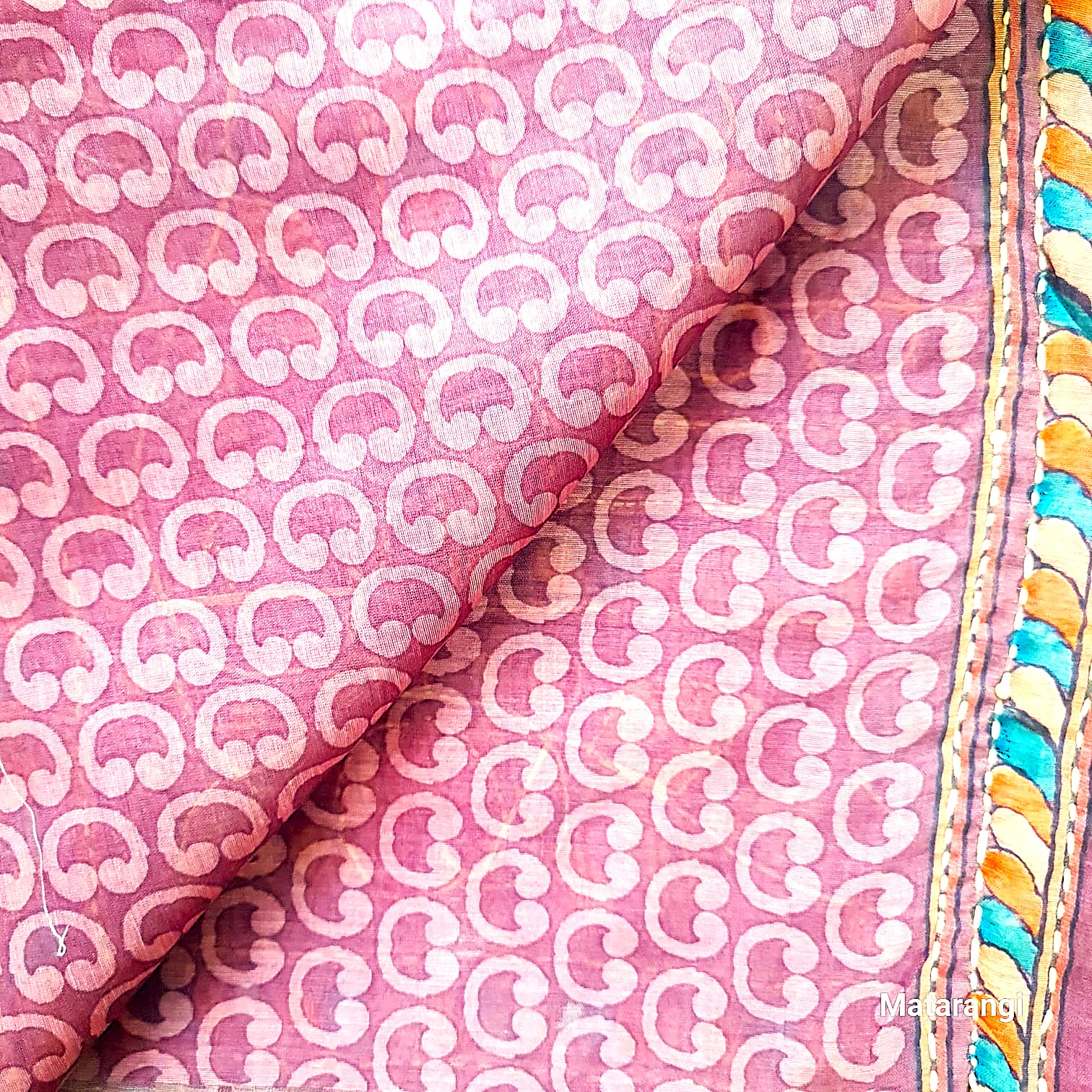 Blue Kalamkari Kantha Chanderi Saree