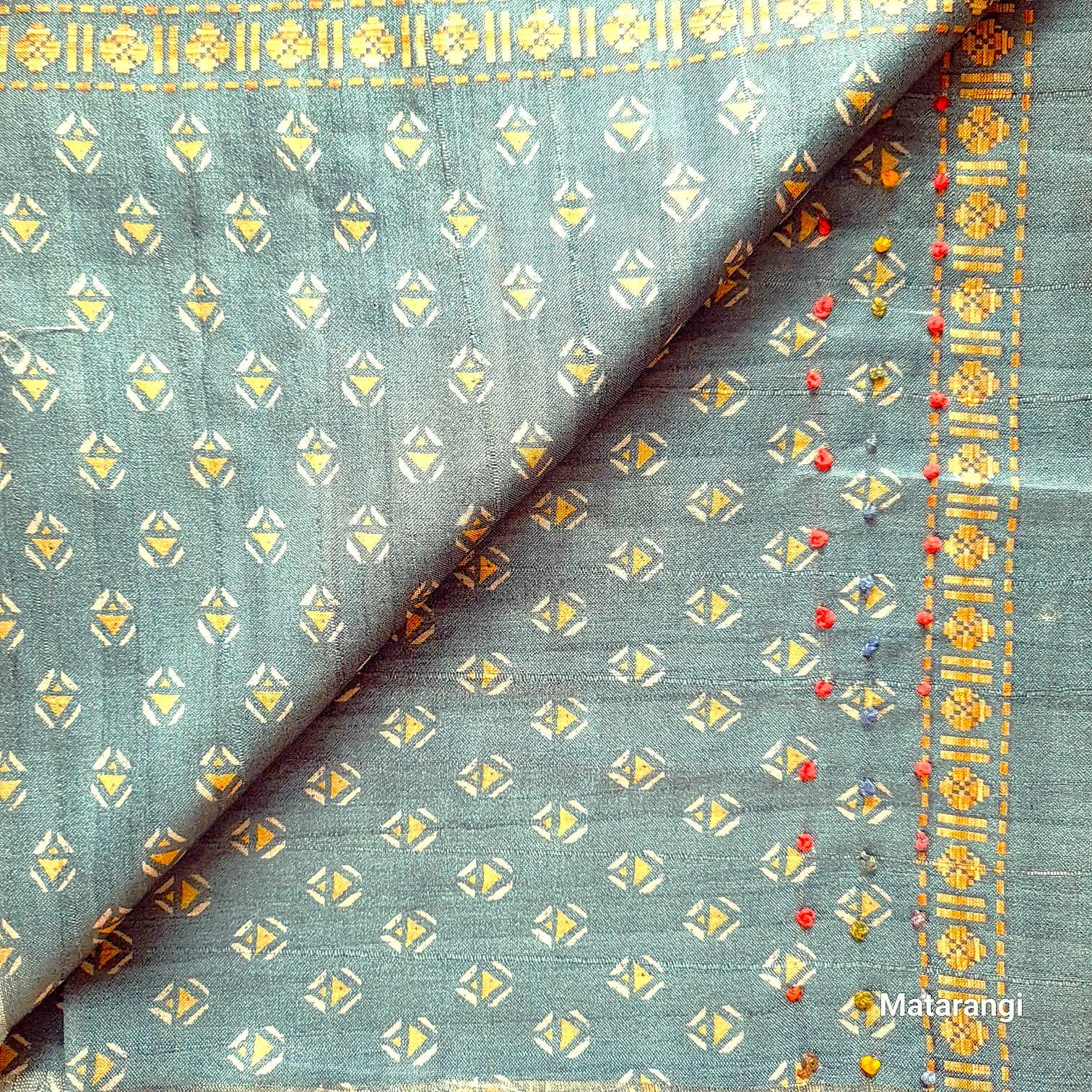 Matarangi Light Rose Blended Tussar French Knot Saree Matarangi Light Rose Blended Tussar French Knot Saree