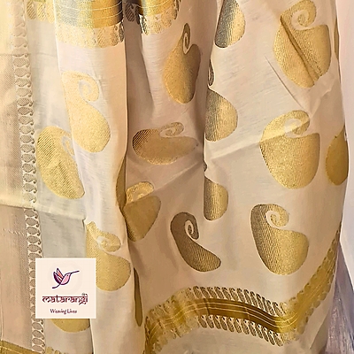 Matarangi Handloom Tissue Kerala Set Saree Mango Design