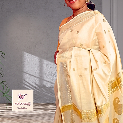 Matarangi Handloom Tissue Kerala Set Saree Mango Design