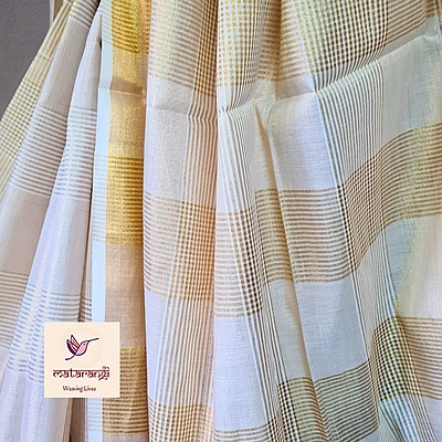 Matarangi Handloom Tissue Kerala Set Saree Striped Checks