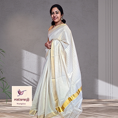 Matarangi Handloom Tissue Kerala Set Saree Broad Checks