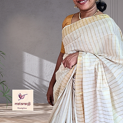 Matarangi Handloom Tissue Kerala Set Saree Broad Checks