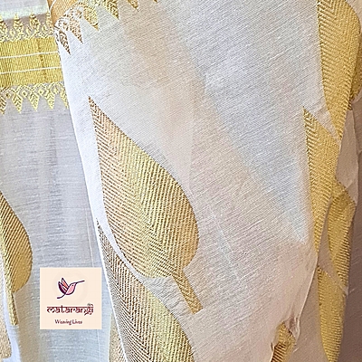 Matarangi Handloom Tissue Kerala Set Saree Leaf Design