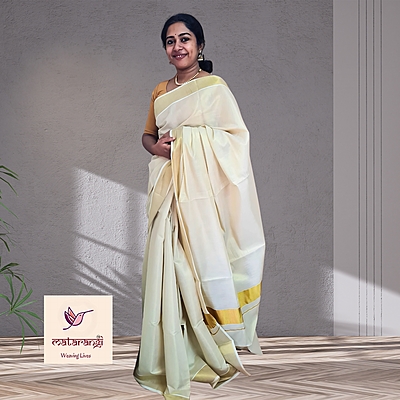 Matarangi Handloom Tissue Kerala Plain Set Saree