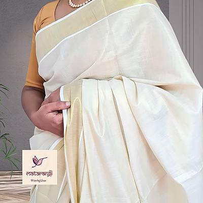 Matarangi Handloom Tissue Kerala Plain Set Saree