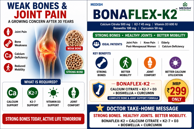 Medish Bonaflex-K2 Calcium Citrate K2-7 D3 Tablets for Bone & Joint Health