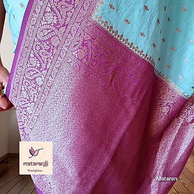 Matarangi Aqua Blue Khaddi Crepe Georgette Saree