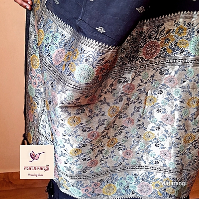 Matarangi Black  Woven Tussar Silk Saree