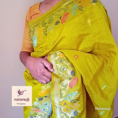 Matarangi Yellow Woven Tussar Silk Saree