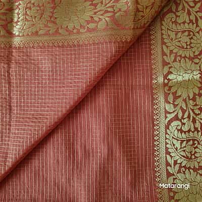Pink Pure Georgette Sari with gold zari weave