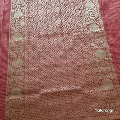 Pink Pure Georgette Sari with gold zari weave
