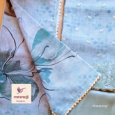 Matarangi Aqua Blue Kota Salwar Material