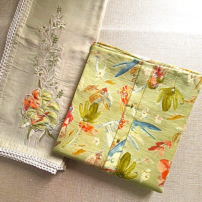 Matarangi Green Silk Floral Printed Salwar Material