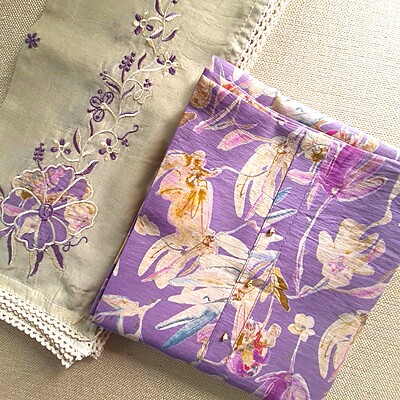 Matarangi Purple Silk Floral Printed Salwar Material