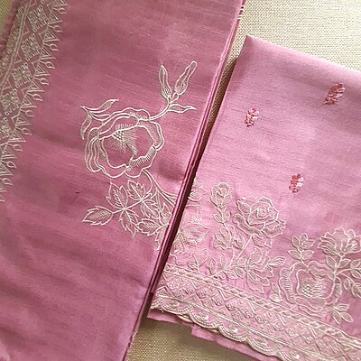 Matarangi Pastel Pink Silk Embroidered Salwar Material