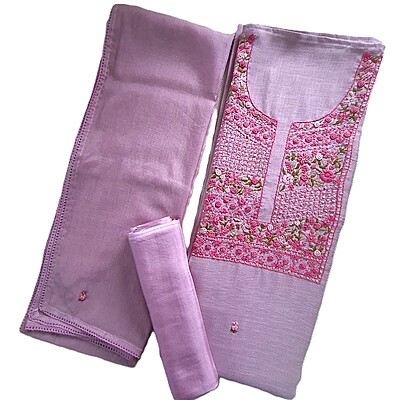 Matarangi Pastel Purple Linen Silk Bullion Work Salwar Material