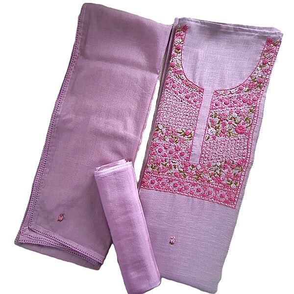 Matarangi Pastel Purple Linen Silk Bullion Work Salwar Material