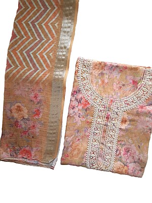 Matarangi Yellow Linen Silk Salwar Material